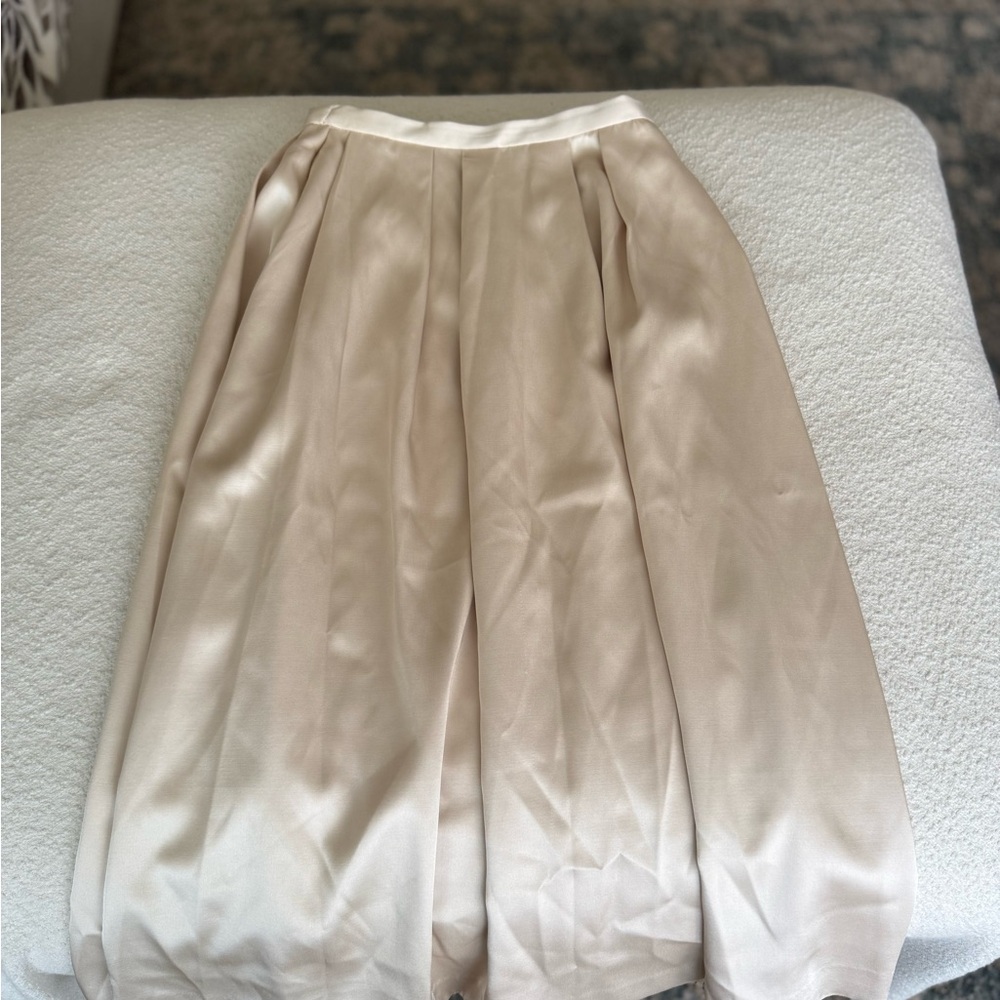 H&M Satin Holiday Cream Skirt